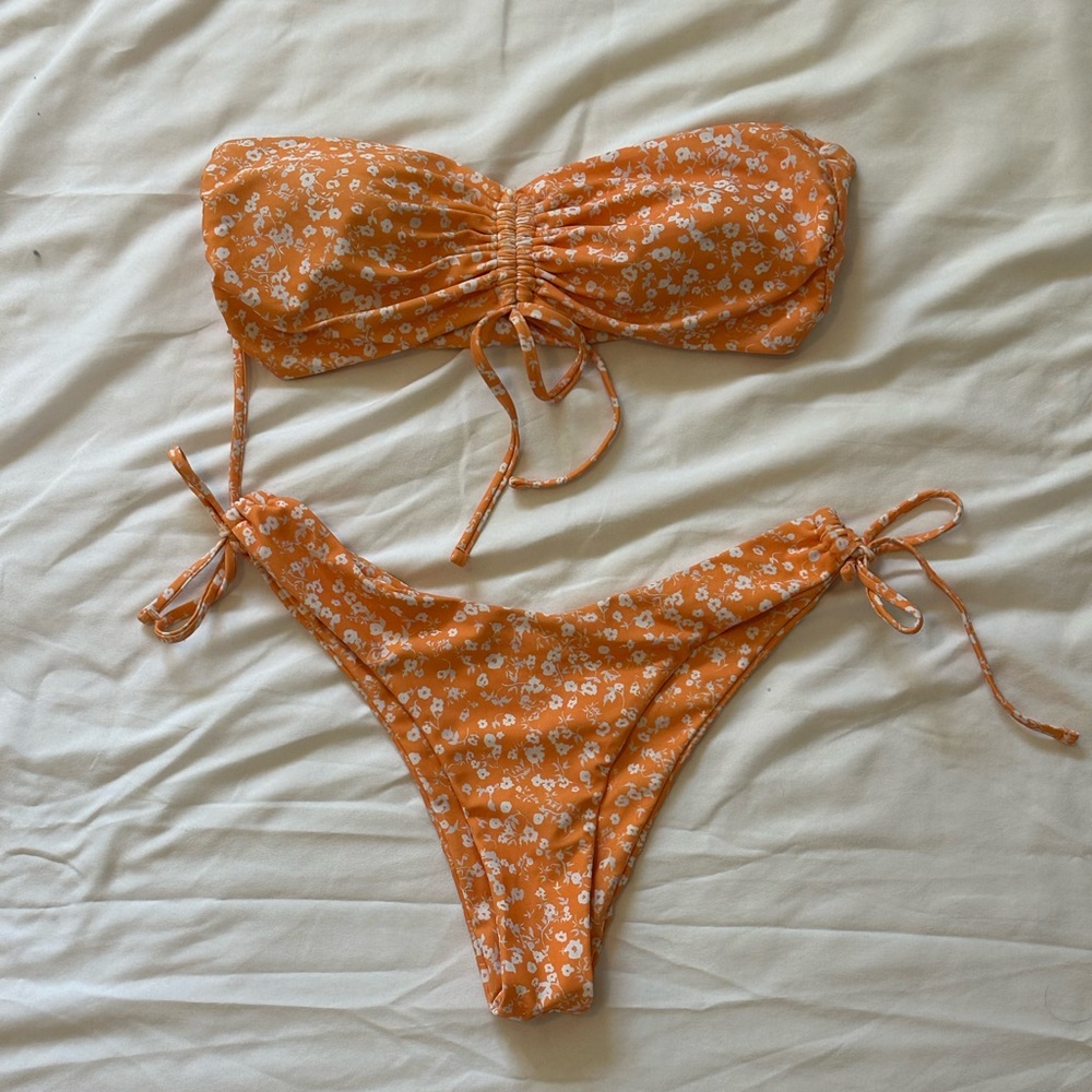 Orange Floral Bikini Set